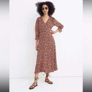 Madewell Floral Midi Dress - Red and White